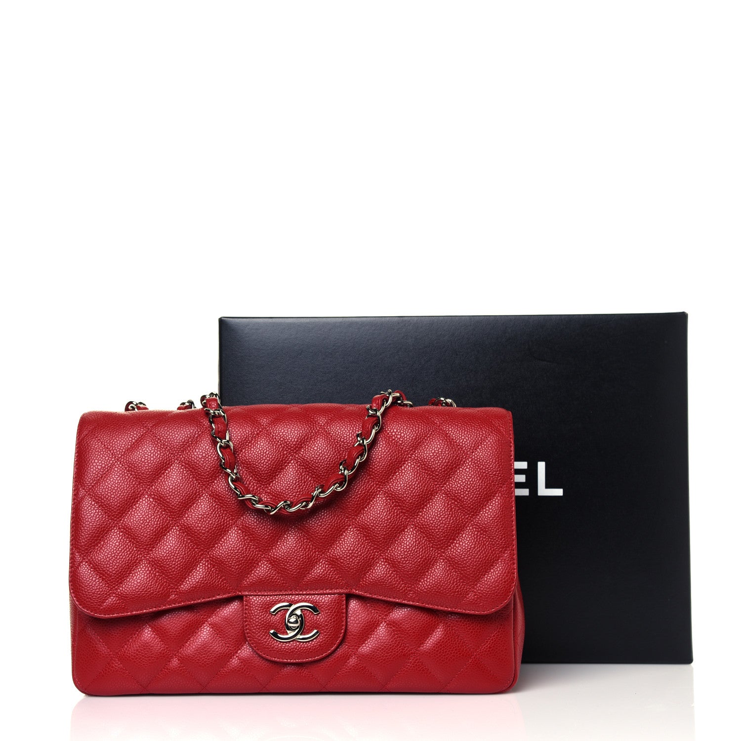 Chanel Caviar Quilted Jumbo Single Flap Red 13 of 13
