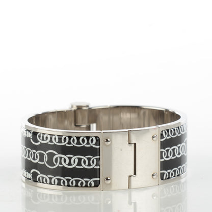 Hermes Enamel Printed Wide Balades Equestres Hinged Bracelet S Black 3 of 6