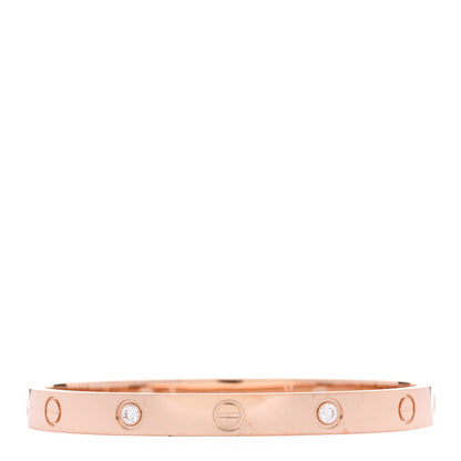 Cartier 18K Pink Gold 4 Diamond LOVE Bracelet 17 1 of 4