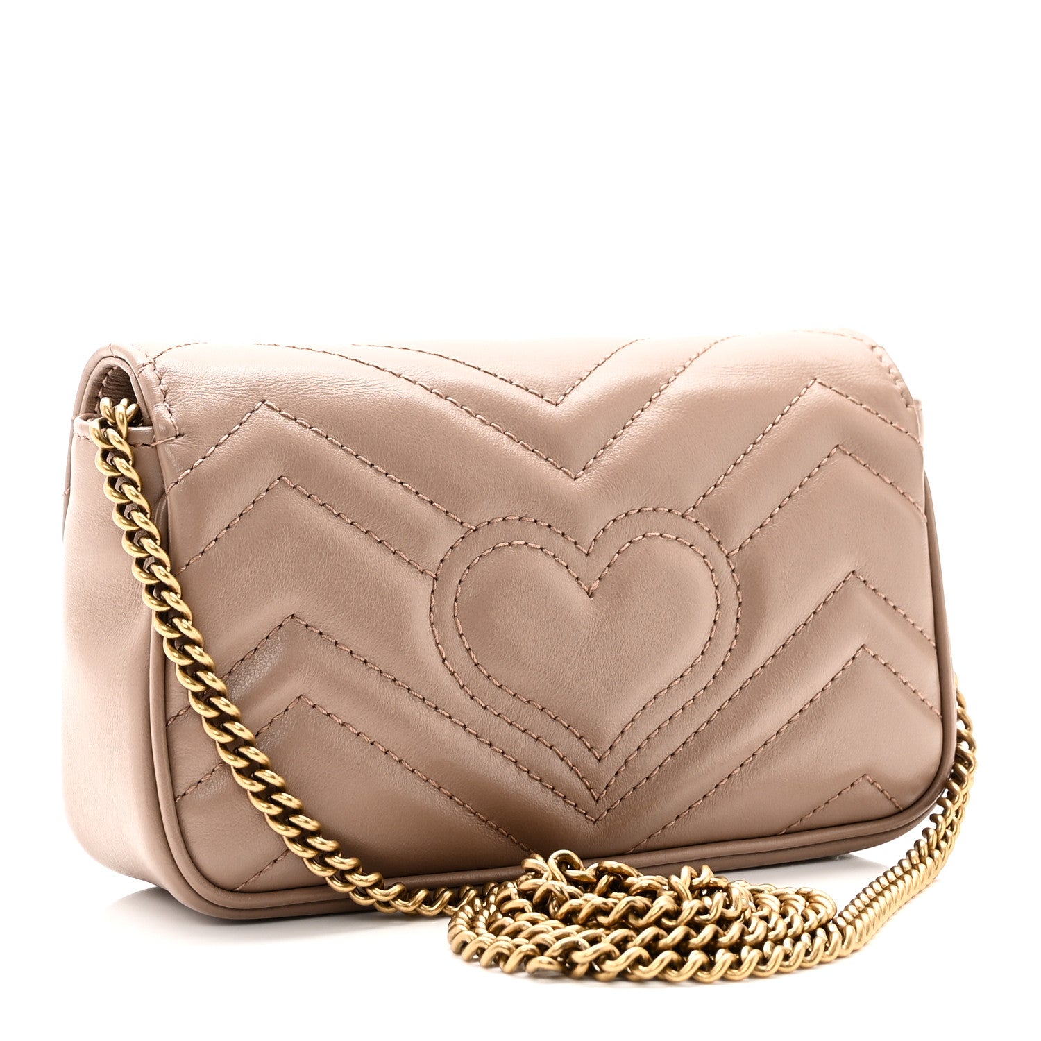 Gucci Calfskin Matelasse Super Mini GG Marmont Shoulder Bag Porcelain Rose 3 of 11