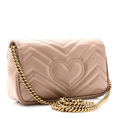 Gucci Calfskin Matelasse Super Mini GG Marmont Shoulder Bag Porcelain Rose 3 of 11