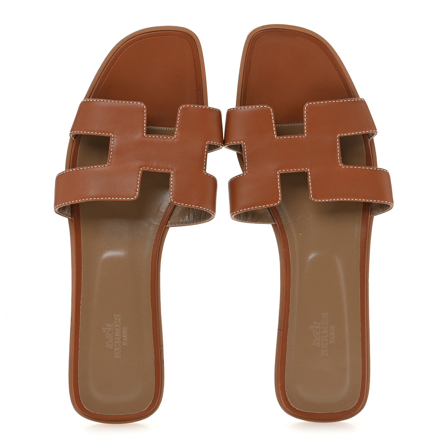 Hermes Box Calfskin Oran Sandals 42 Gold 2 of 9