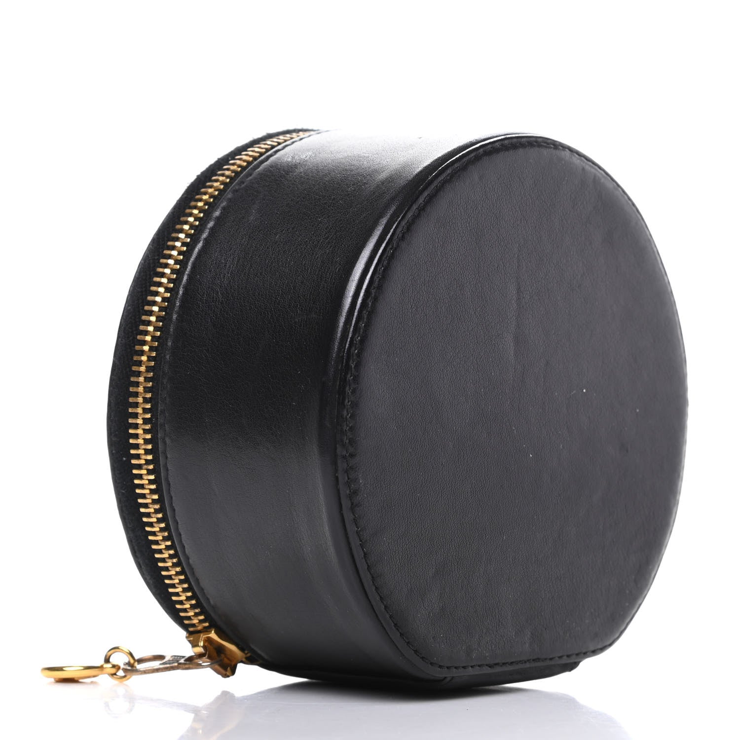 Chanel Lambskin Round Jewelry Travel Case Black 3 of 7