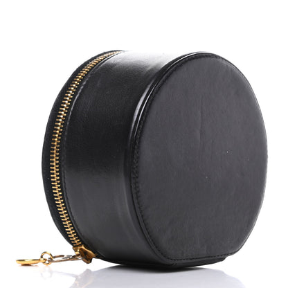 Chanel Lambskin Round Jewelry Travel Case Black 3 of 7