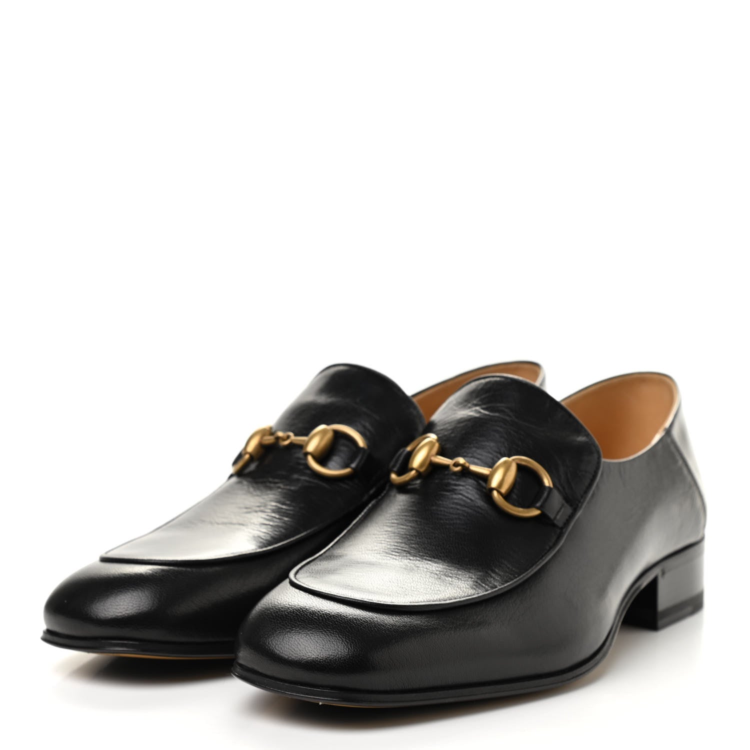 Gucci Goatskin Womens Horsebit Mid-Heel Loafers 38 Black 3 of 8