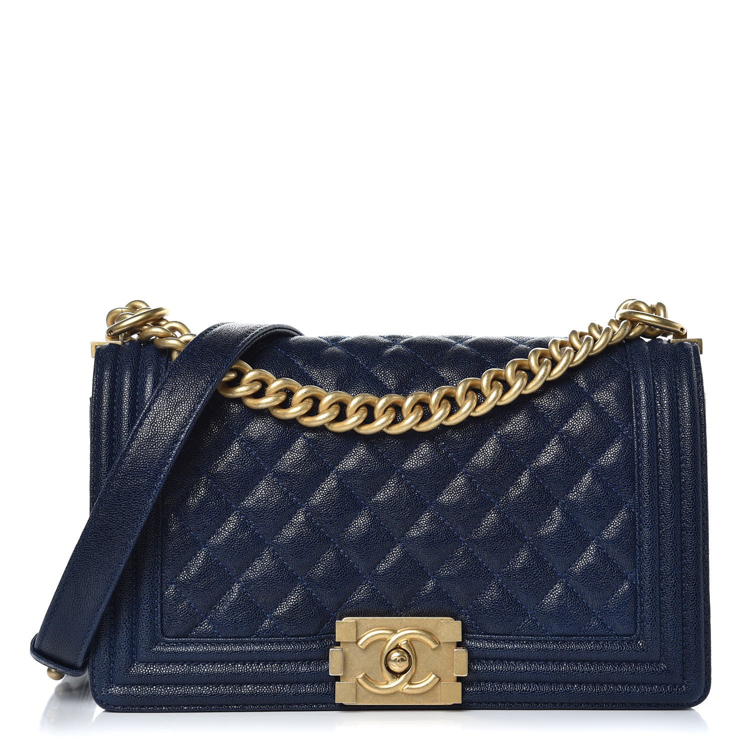 Chanel Caviar Quilted Medium Boy Flap Dark Blue 1 of 10
