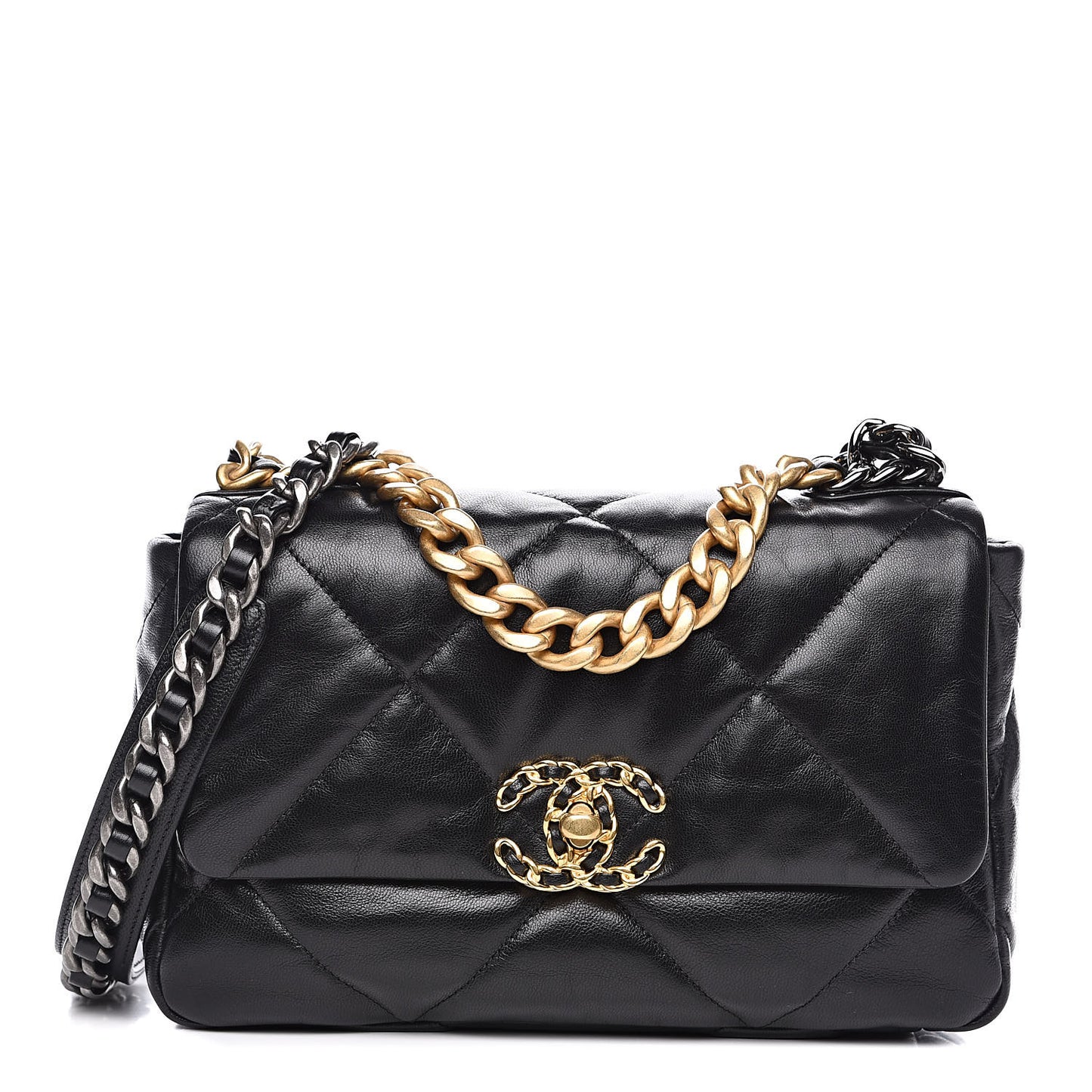 Goatskin Quilted Medium 19 Flap Black
