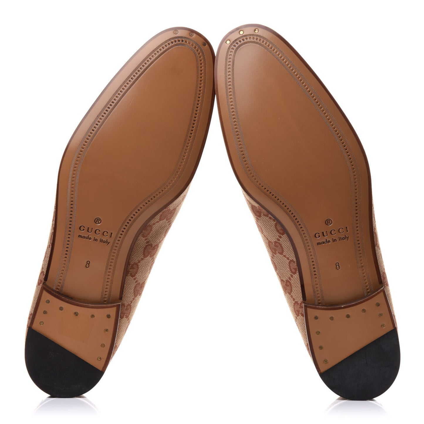 Canvas GG Monogram Horsebit Mens Jordaan Loafers 8 Beige Ruggine Light Brown