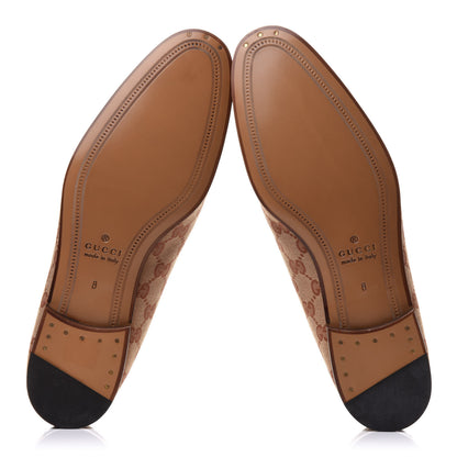 Gucci Canvas GG Monogram Horsebit Mens Jordaan Loafers 8 Beige Ruggine Light Brown 6 of 10