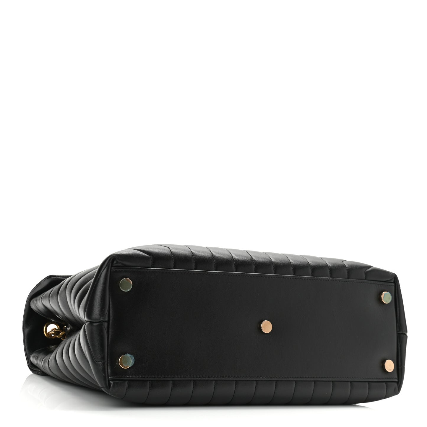 Calfskin Y Quilted Monogram Large Loulou Chain Satchel Black