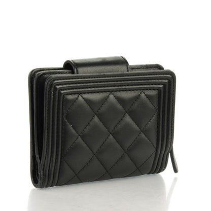 Chanel Lambskin Quilted Boy Zipped Pocket Wallet Black 3 of 9