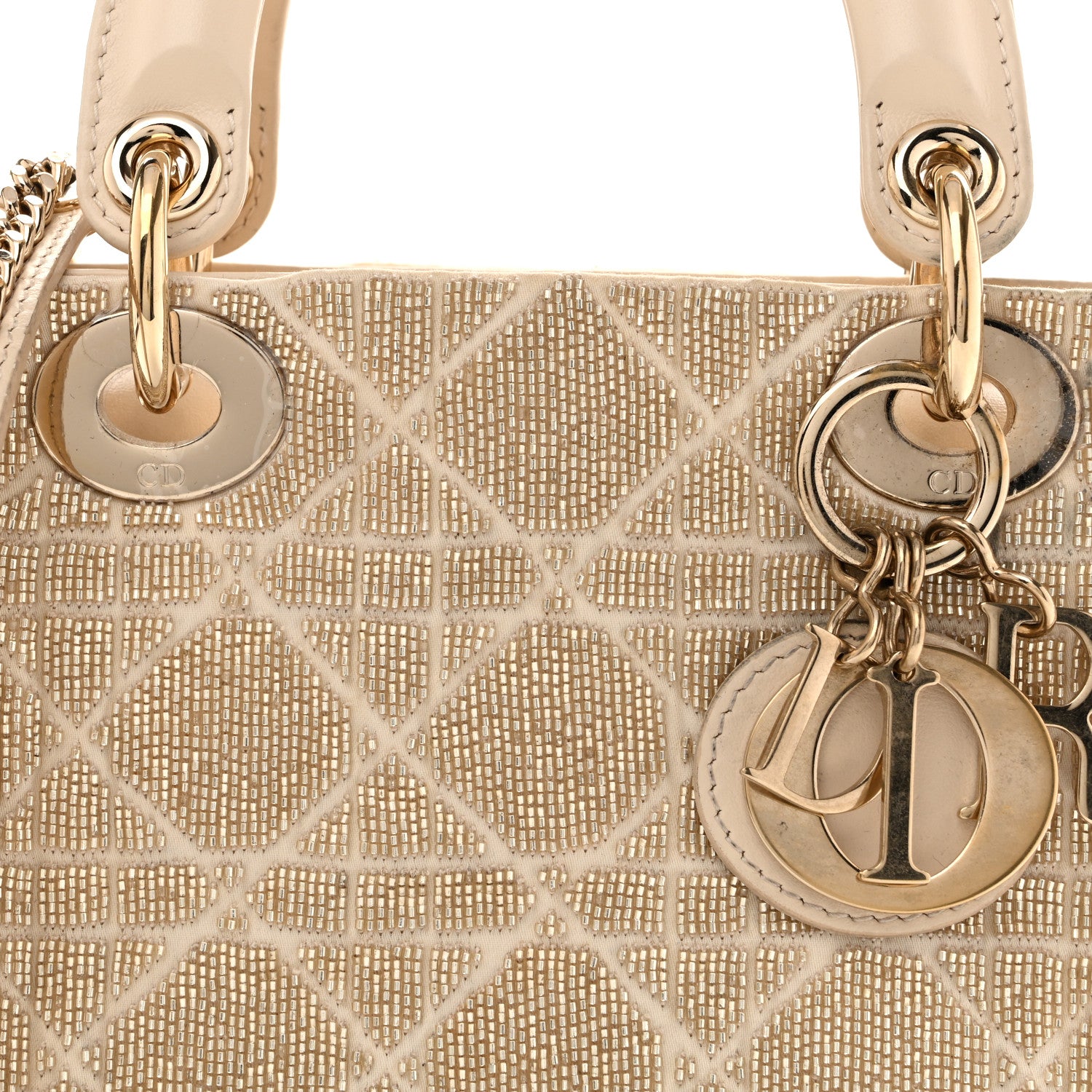 Christian Dior Lambskin Cannage Beaded Embroidered Mini Lady Dior Caramel Beige 8 of 14
