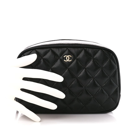 Chanel Caviar Quilted Medium Curvy Pouch Cosmetic Case Black 2 of 11
