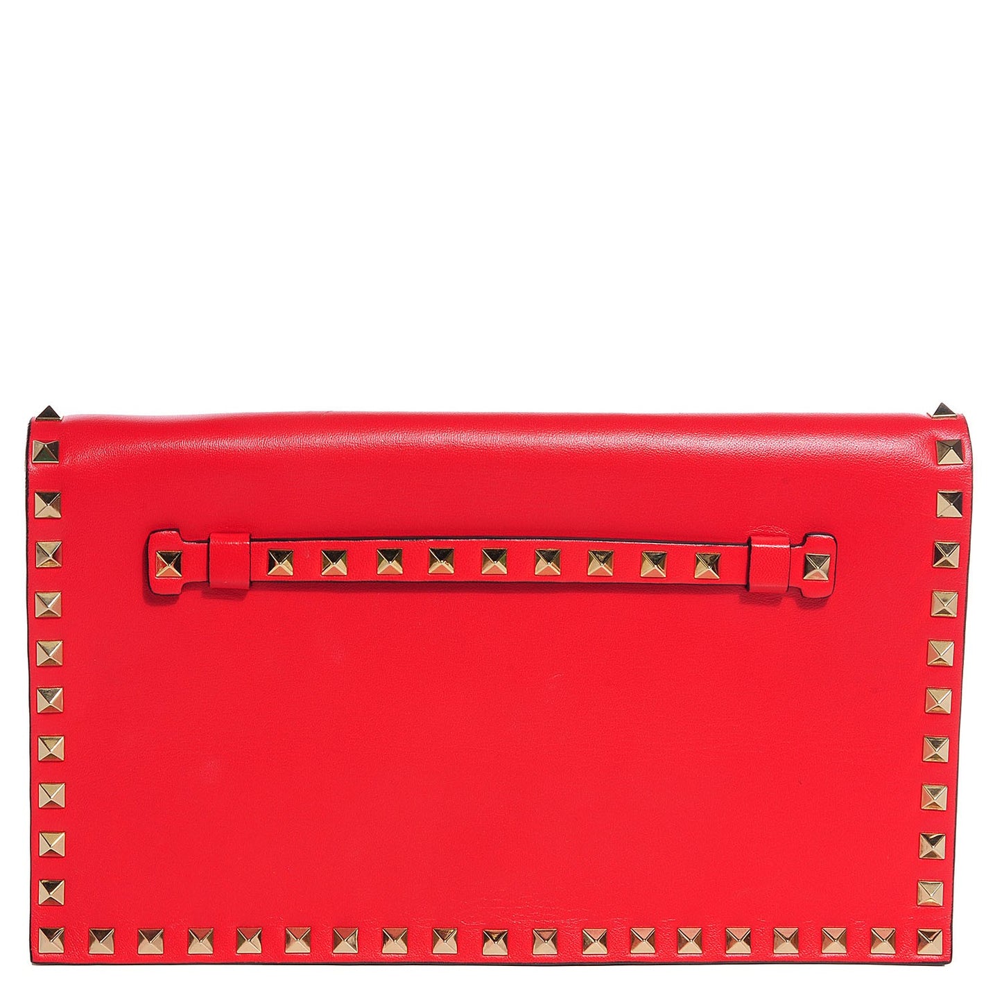Nappa Rockstud Wristlet Clutch Deep Orange