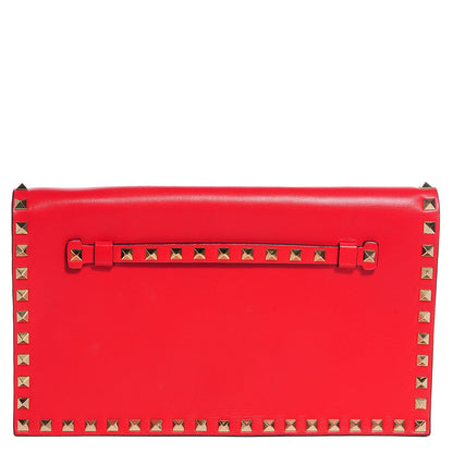 Valentino Garavani Nappa Rockstud Wristlet Clutch Deep Orange 1 of 7