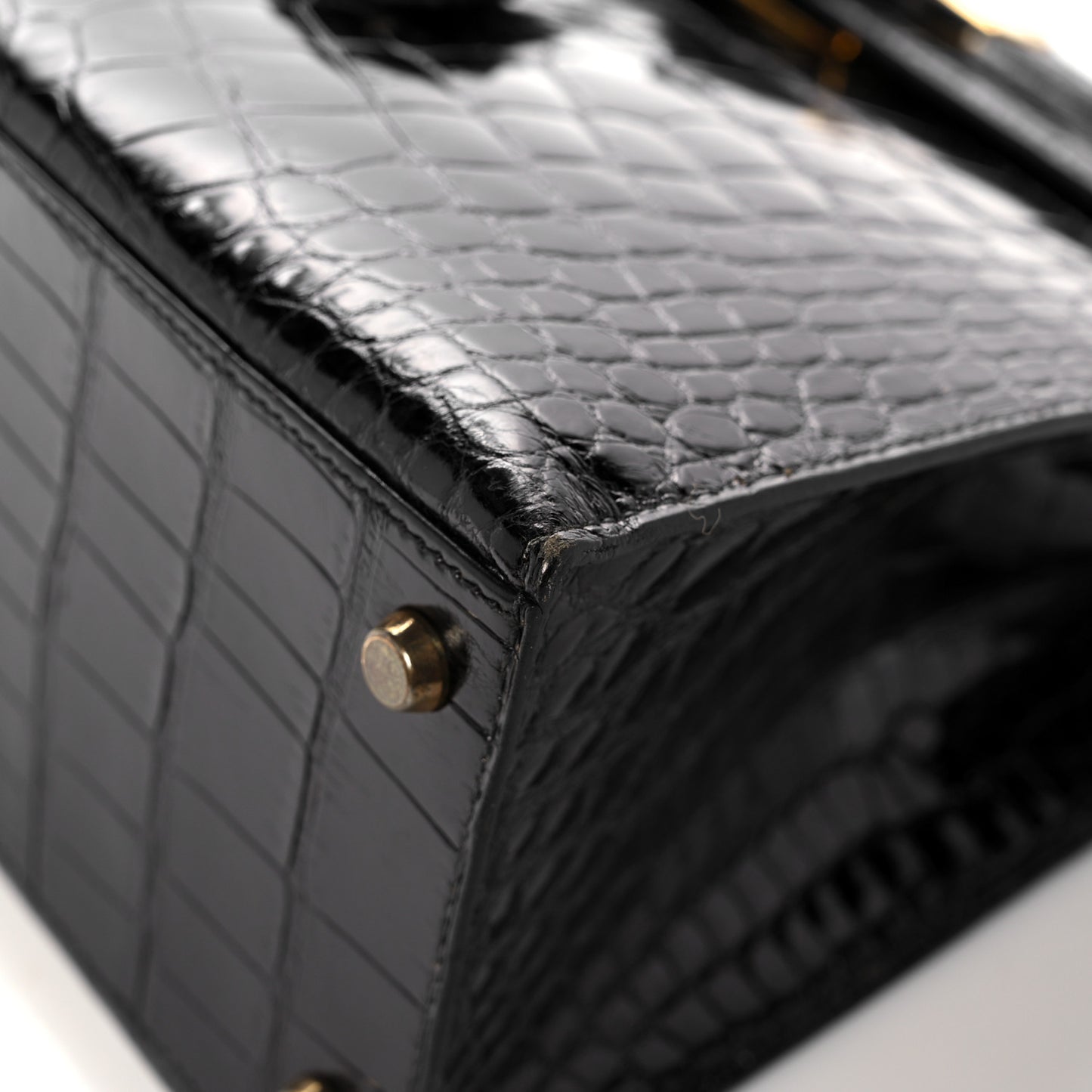 Shiny Alligator Kelly Sellier 28 Black