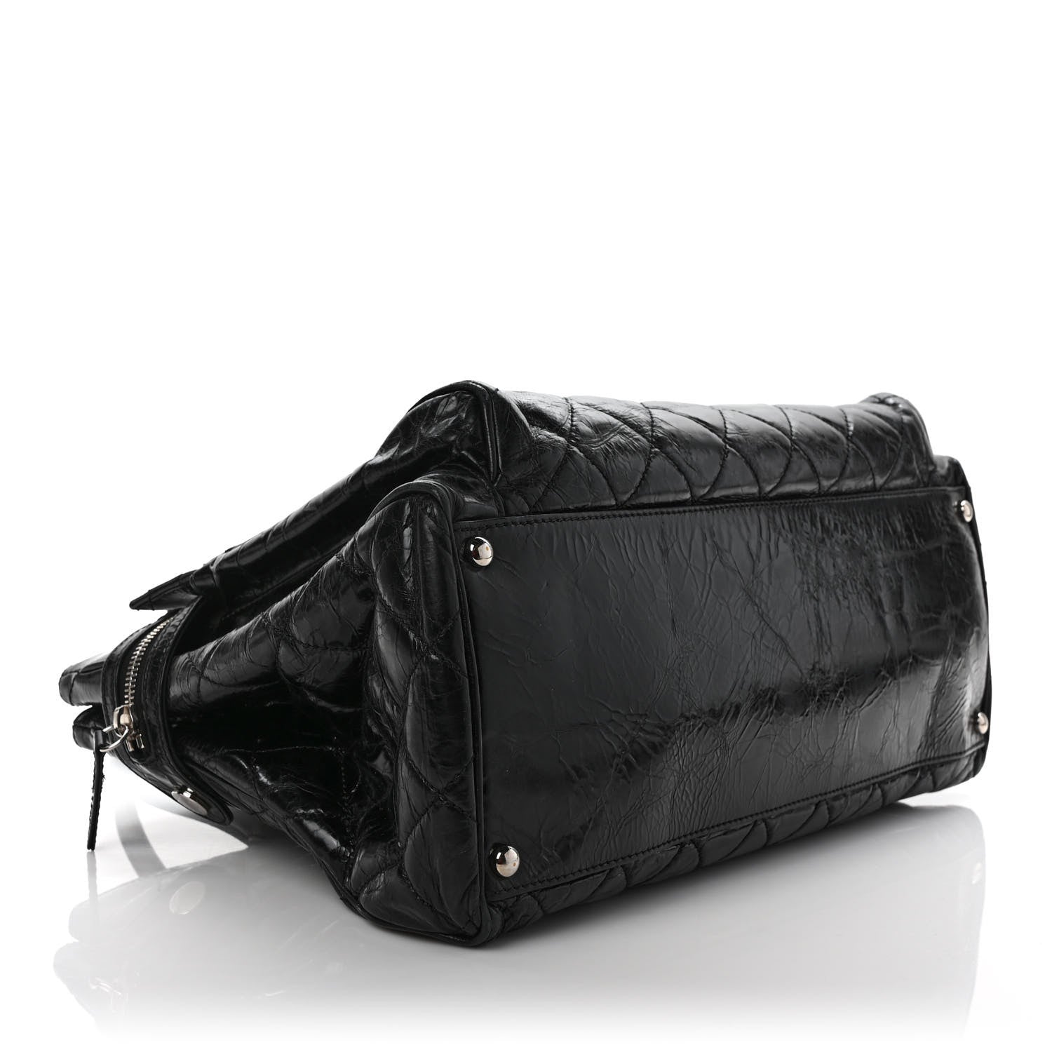 Chanel Glazed Calfskin Quilted Large New Portobello Tote Black 5 of 11
