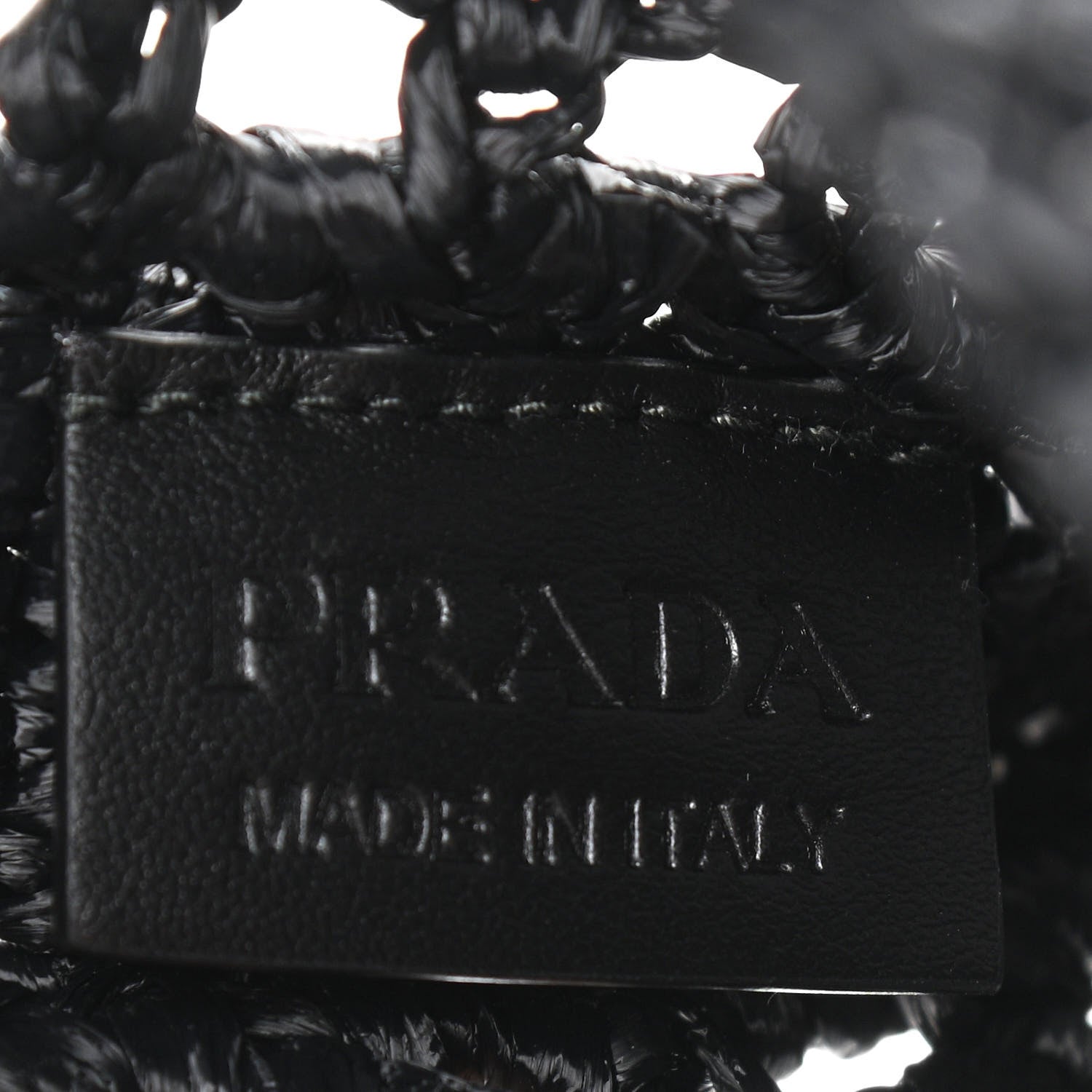 Prada Yarn Raffia Effect Crochet Logo Embroidered Tote Bag Black 6 of 10