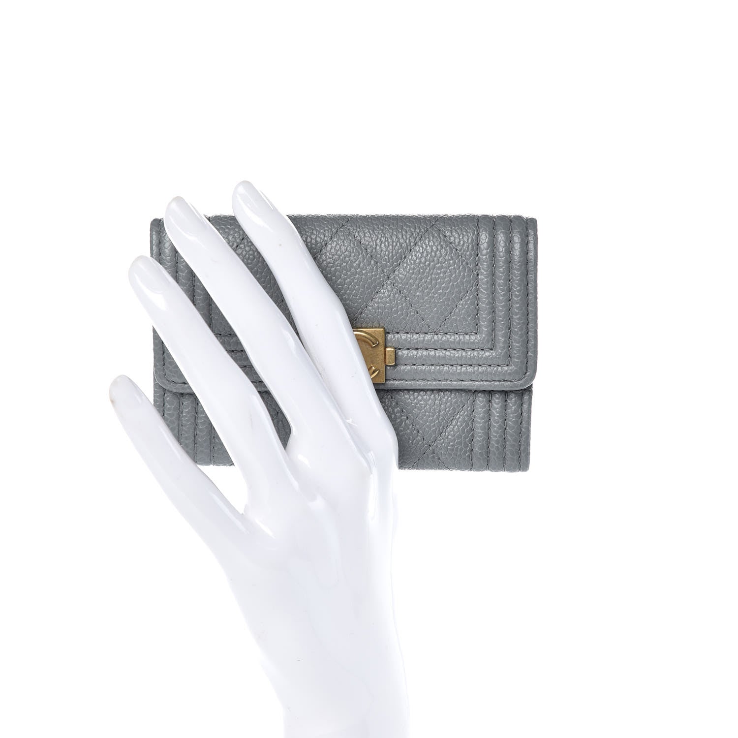 Chanel Caviar Quilted Boy Flap Card Holder Flap Grey 2 of 8