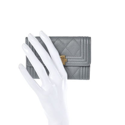 Chanel Caviar Quilted Boy Flap Card Holder Flap Grey 2 of 8