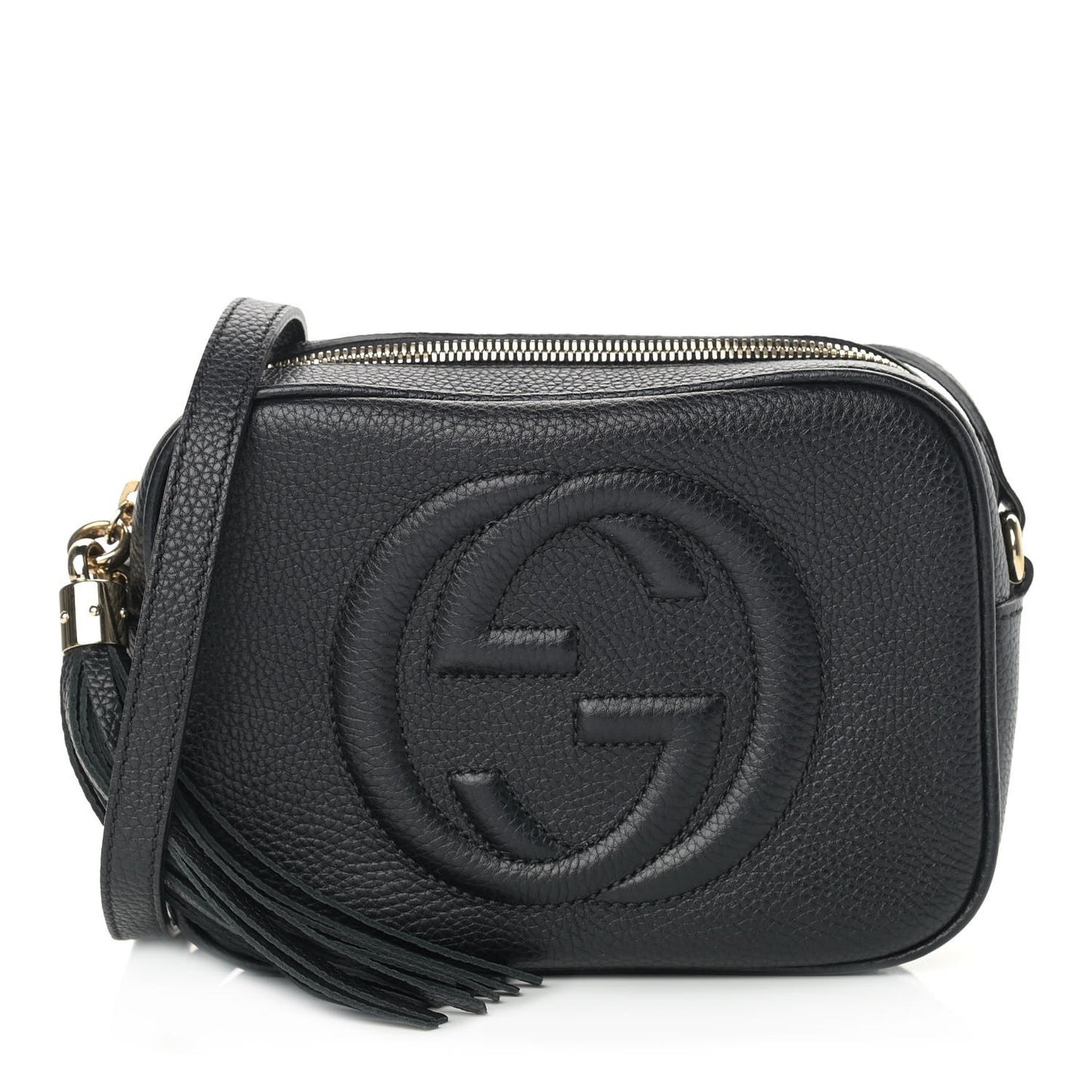 Pebbled Calfskin Small Soho Disco Bag Black