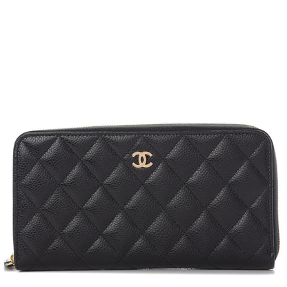 Chanel Caviar Quilted Large Gusset Zip Around Wallet Black 1 of 14
