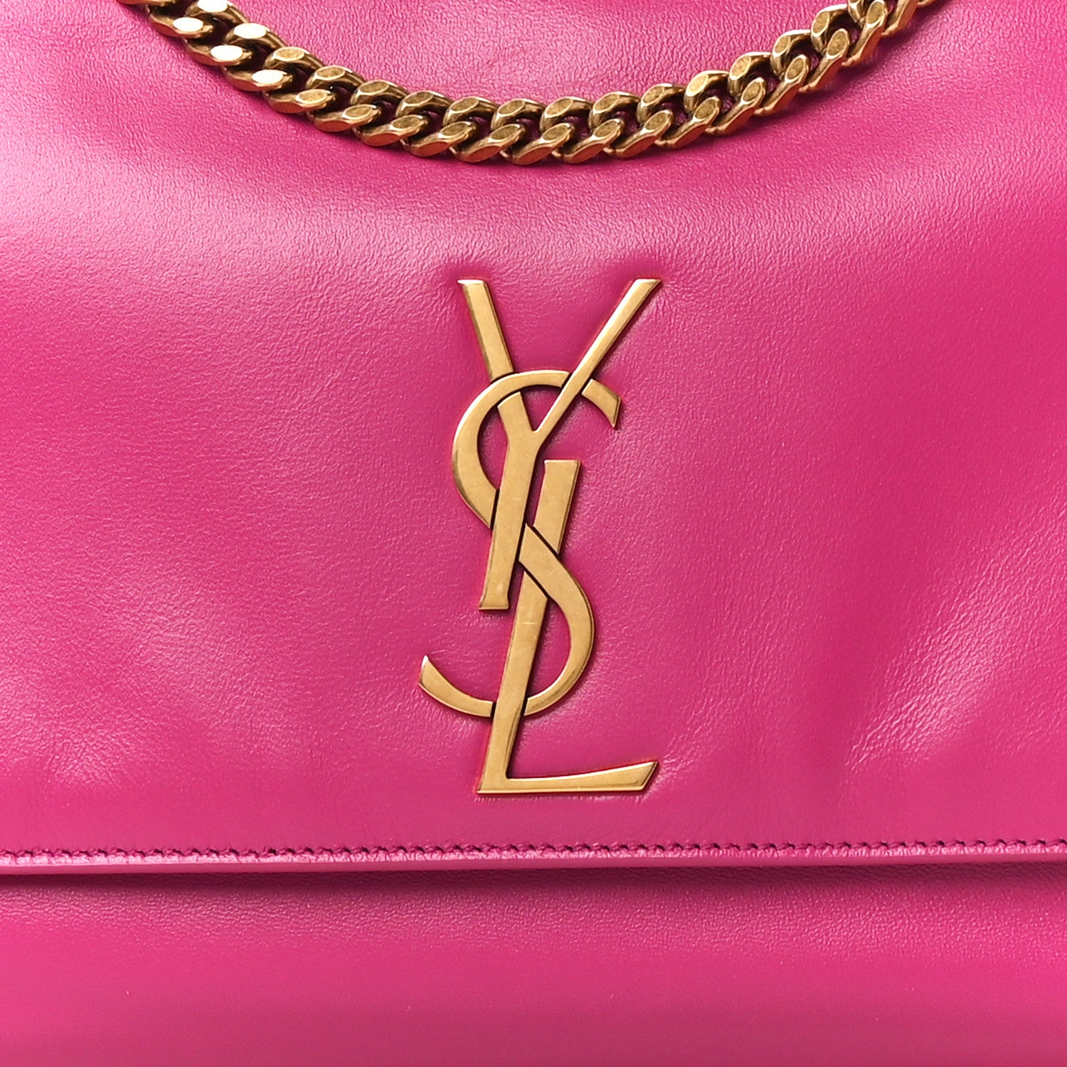 Saint Laurent Smooth Calfskin Suede Medium Reversible Monogram Kate Satchel Rose Rubis 14 of 18