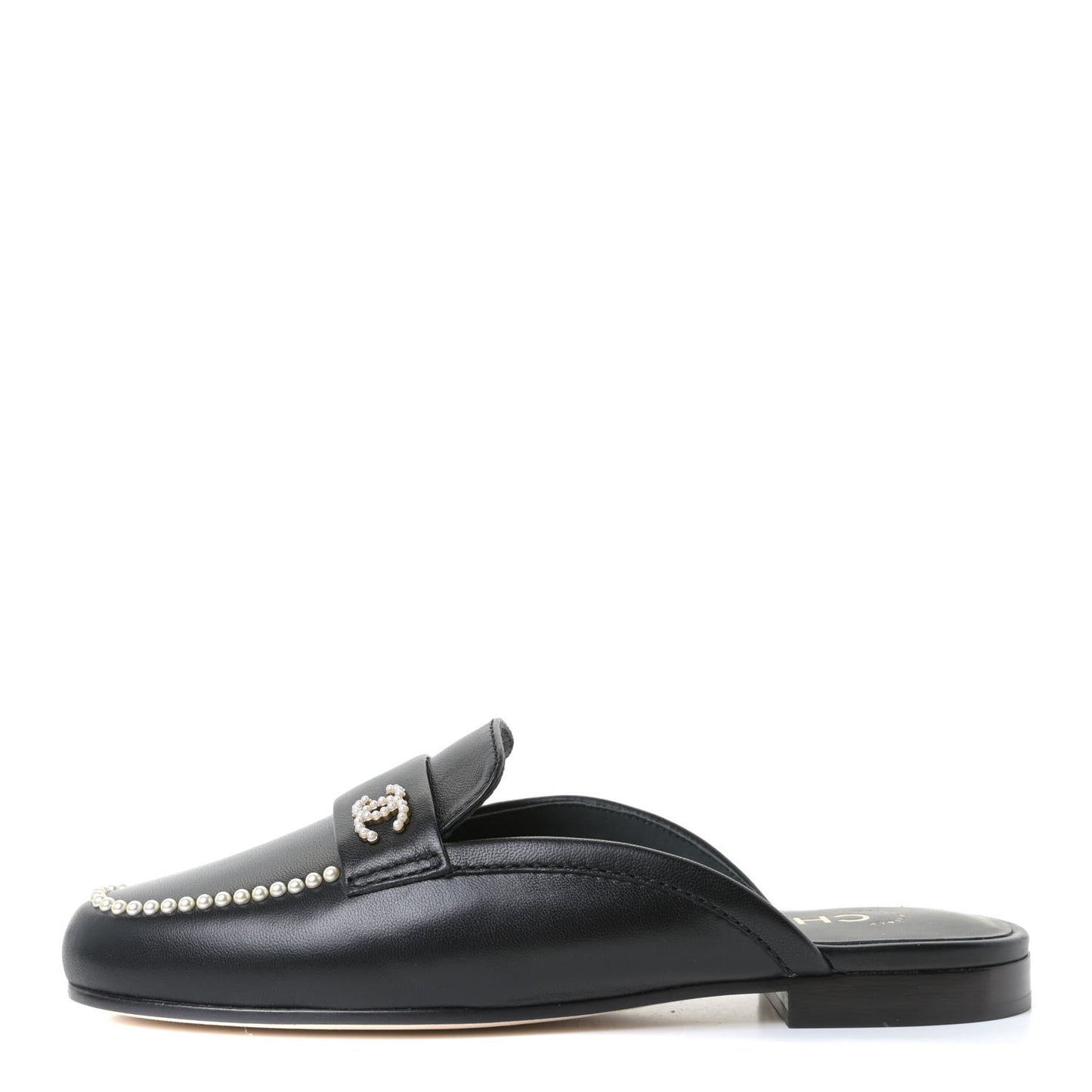 Lambskin Pearl CC Mules 36 Black
