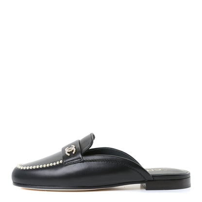 Chanel Lambskin Pearl CC Mules 36 Black 1 of 12