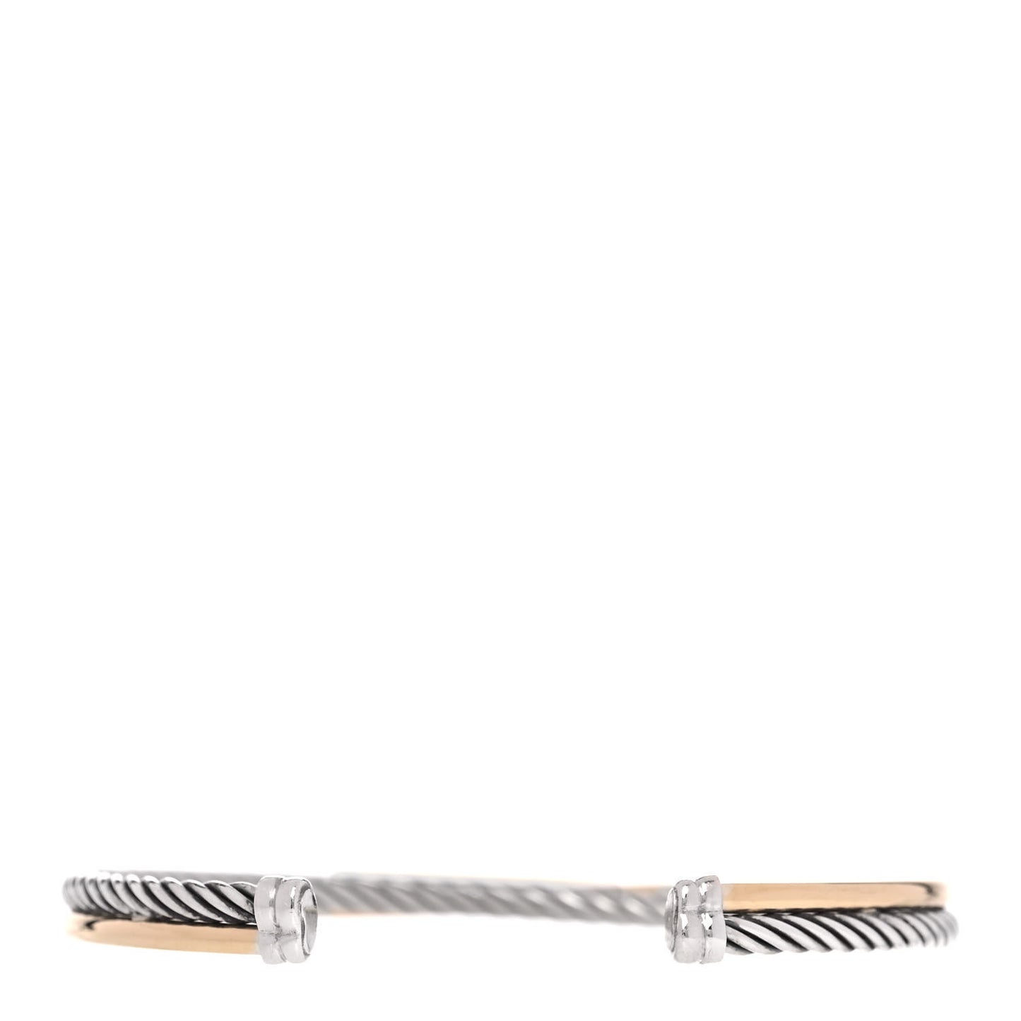 Sterling Silver 18K Yellow Gold 3mm Crossover Cuff Bracelet