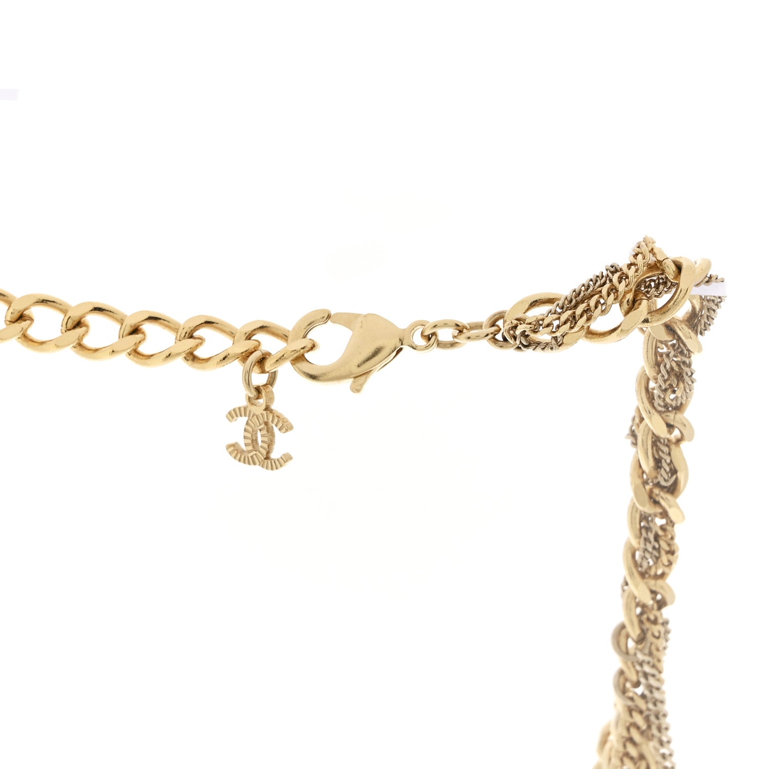 Chanel Metal Chain Link CC Multi Strand Choker Necklace Gold 5 of 7