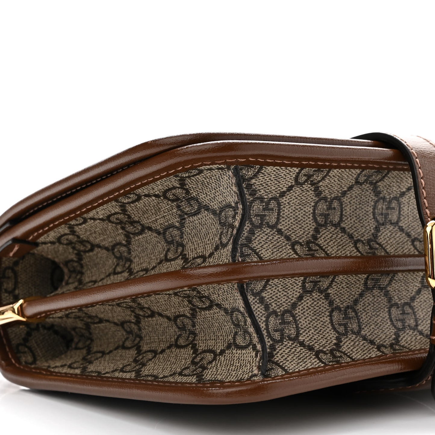 GG Supreme Monogram Azalea Calfskin Mini Retro Interlocking G Flap Shoulder Bag Beige Ebony Brown Sugar