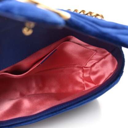 Gucci Velvet Matelasse Mini GG Marmont Shoulder Bag Cobalt Blue 5 of 10
