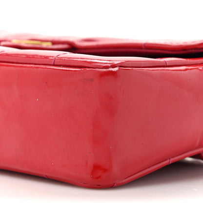 Chanel Patent Square Quilted Extra Mini Convertible Flap Belt Bag Red 9 of 14