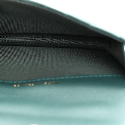 Chanel Lambskin Quilted Top Handle Flap Coin Purse With Chain Green 5 of 11