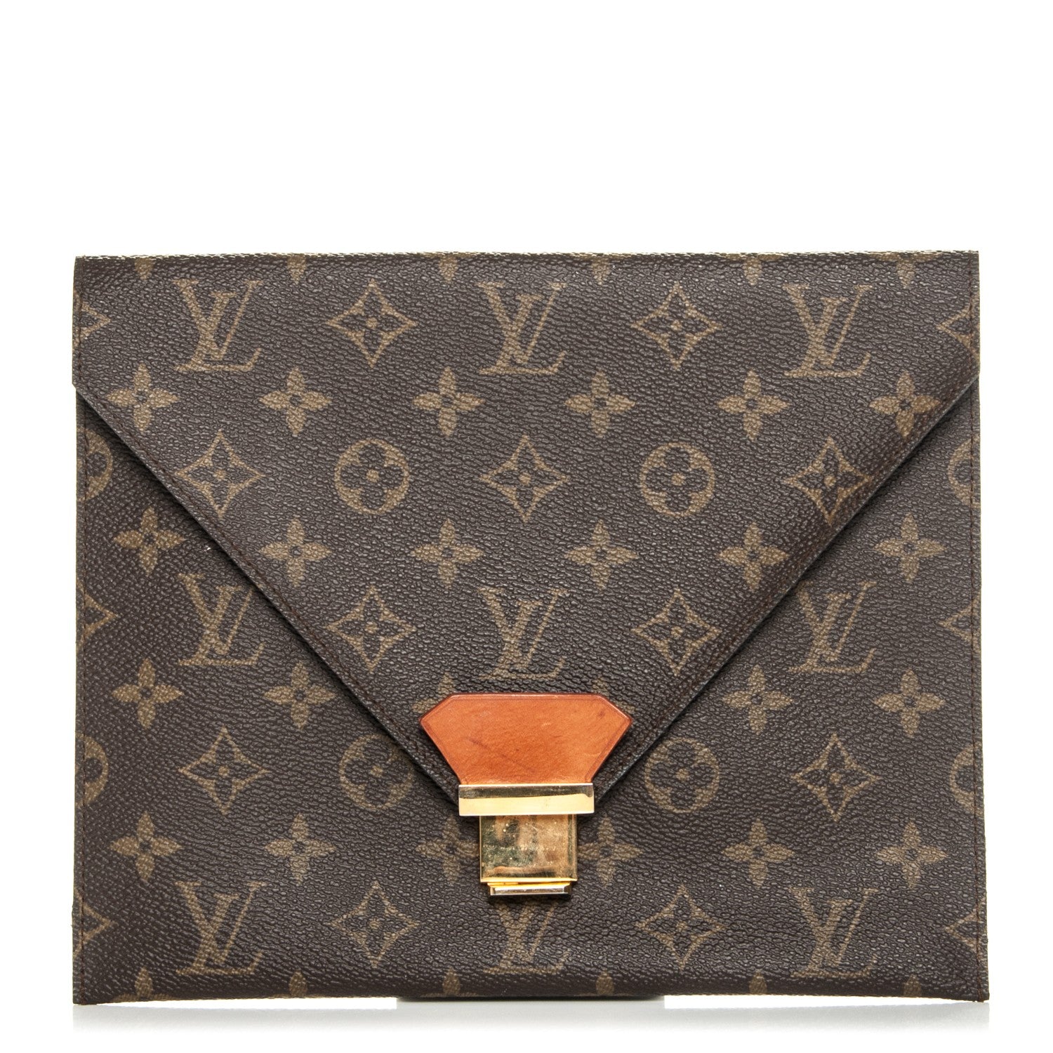 Louis Vuitton Monogram Poche Plate Envelope Clutch PM 1 of 7