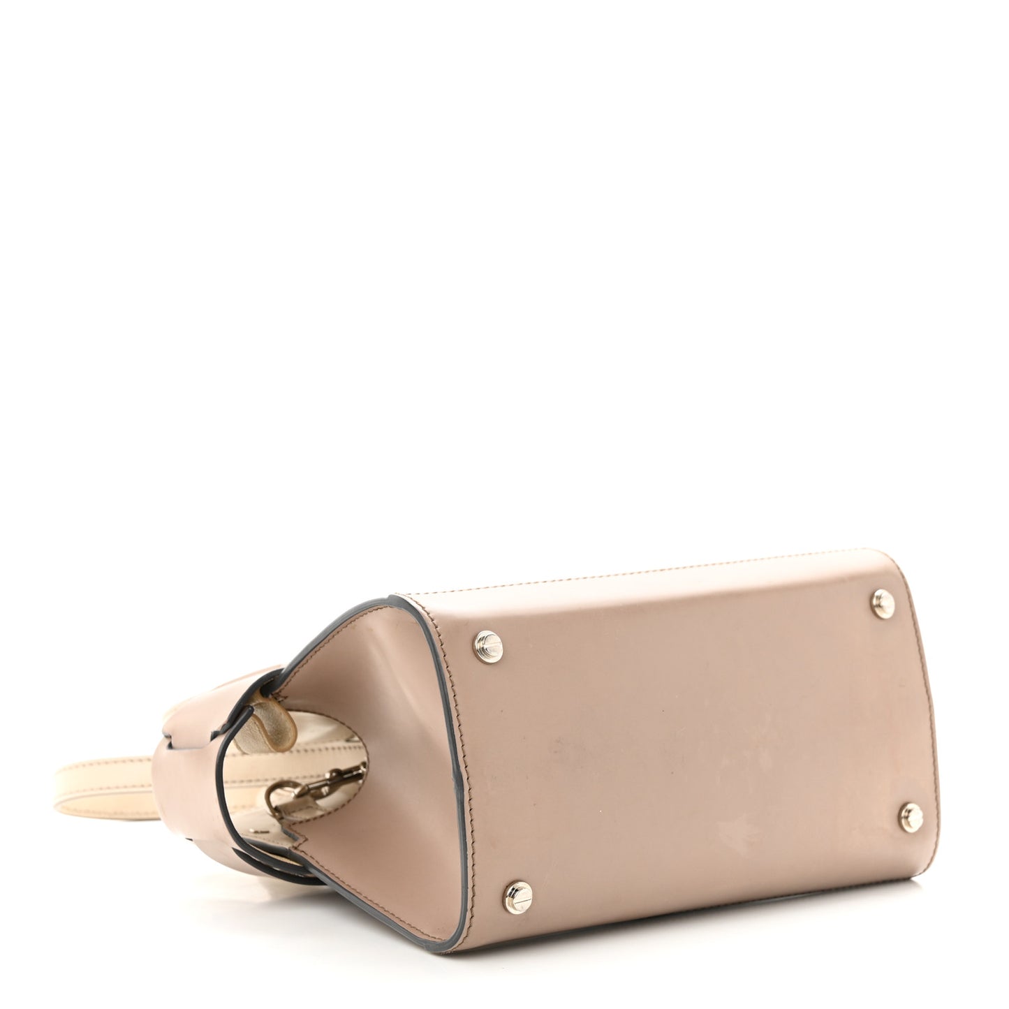 Smooth Calfskin Bi-Color Mini Horizon Satchel Linen Off-White