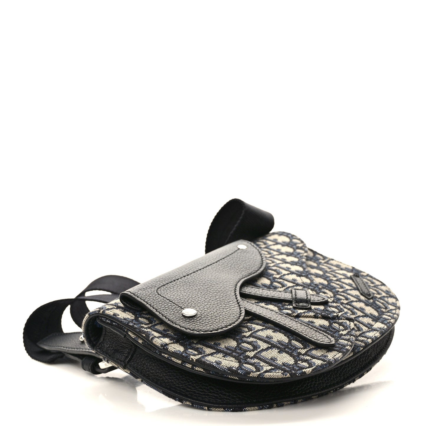 Oblique Saddle Messenger Pouch Beige Black