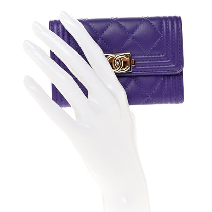 Chanel Lambskin Quilted Boy Flap Card Holder Purple 2 of 9