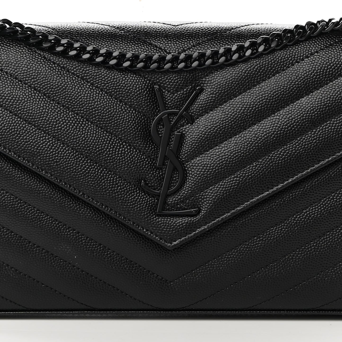 Grain De Poudre Matelasse Chevron Monogram Chain Wallet Black