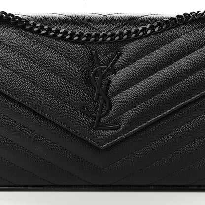 Saint Laurent Grain De Poudre Matelasse Chevron Monogram Chain Wallet Black 7 of 9