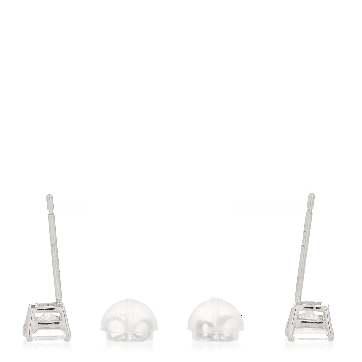 Parker & West by FASHIONPHILE Platinum Diamond .61ct Square Cut Solitaire Earrings 3 of 6