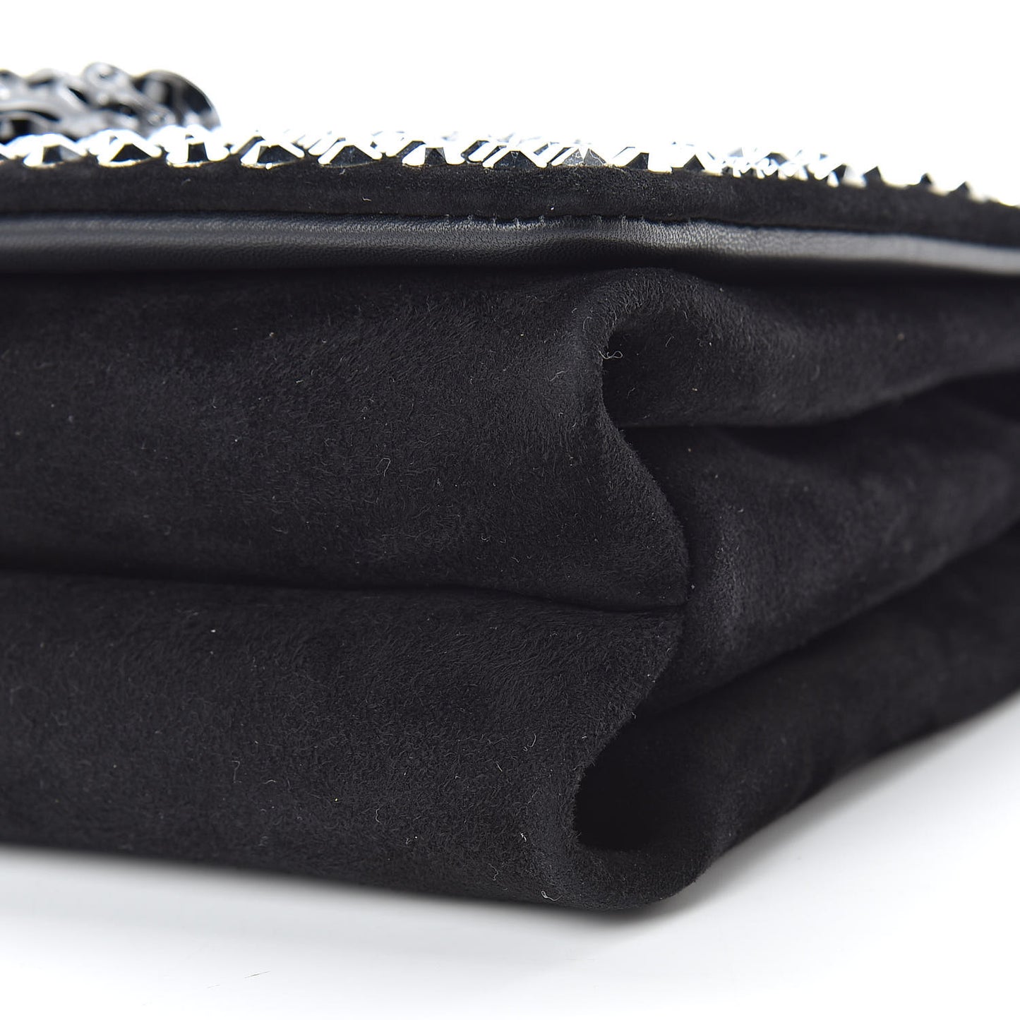 Suede Palazzo Crystal Chain Evening Bag Black