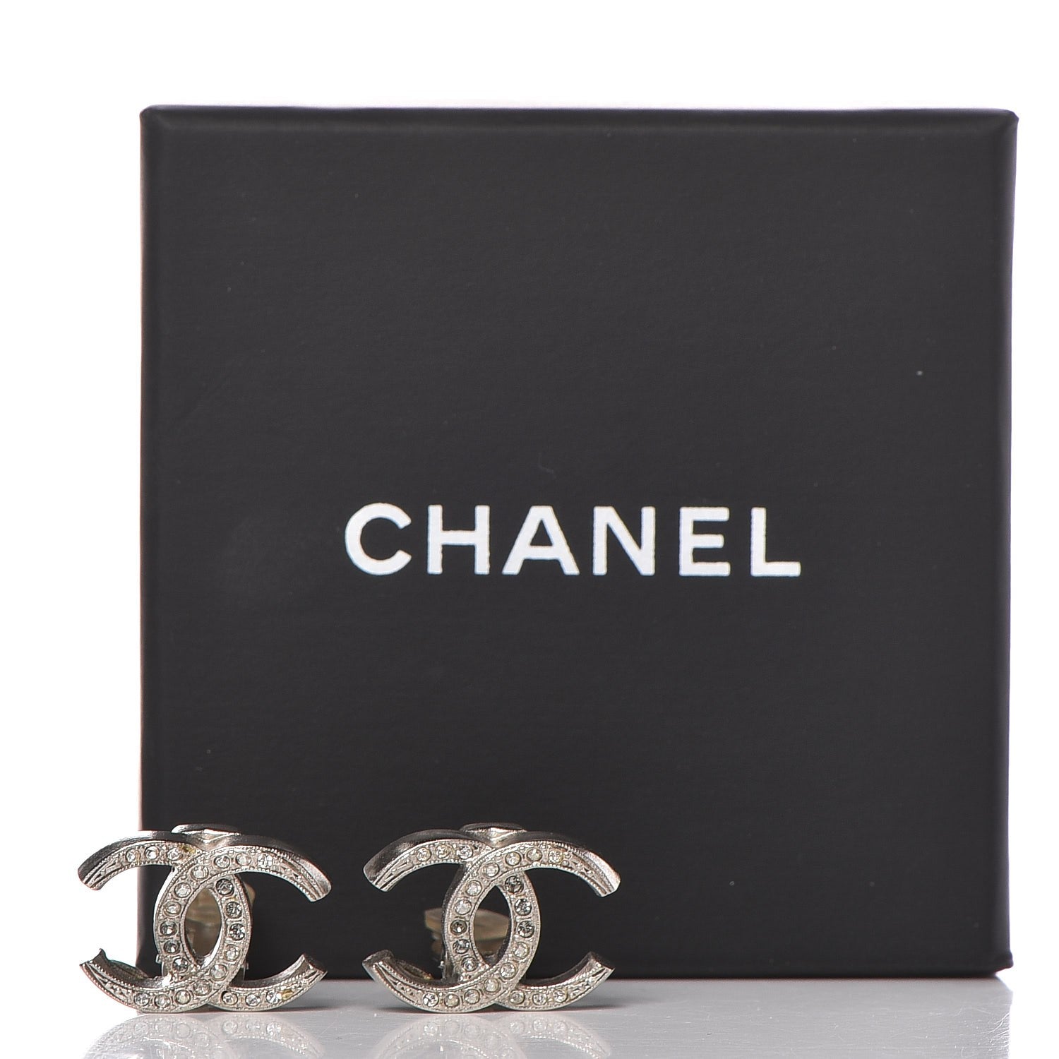 Chanel Crystal CC Clip On Earrings Silver 5 of 5