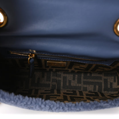 Fendi Shearling Lambskin FF Midi Chain Baguette Mirto 5 of 10