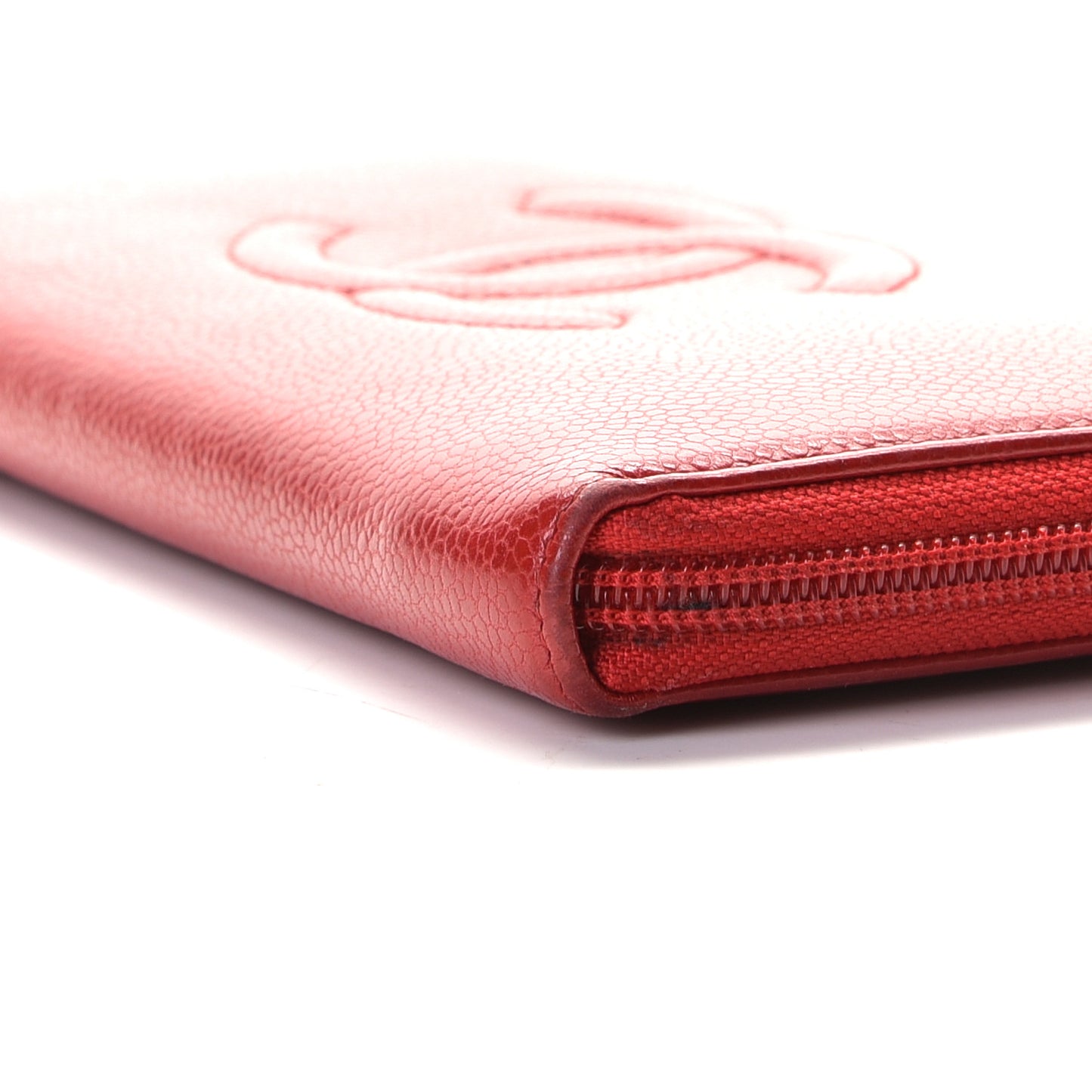 Caviar Large Timeless CC Zip Around Wallet Red