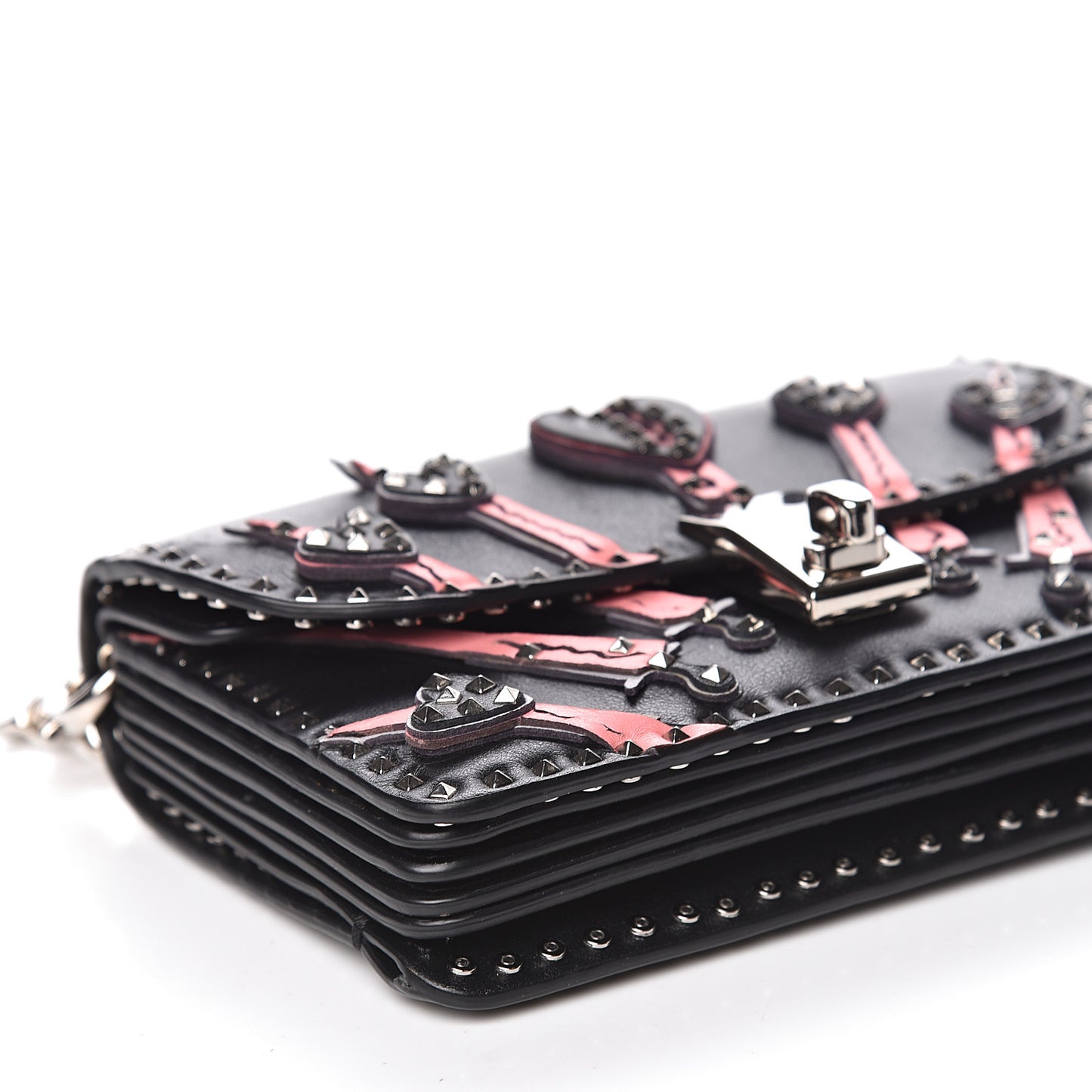 Vitello Loveblade Embellished Accordion Flap Bag Black Multicolor