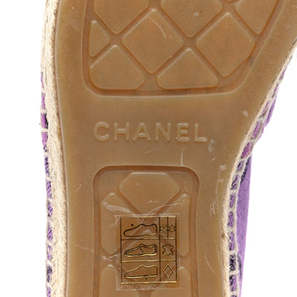 Chanel Cotton Jacquard Grosgrain CC Print Espadrilles 38 Purple Black 6 of 8