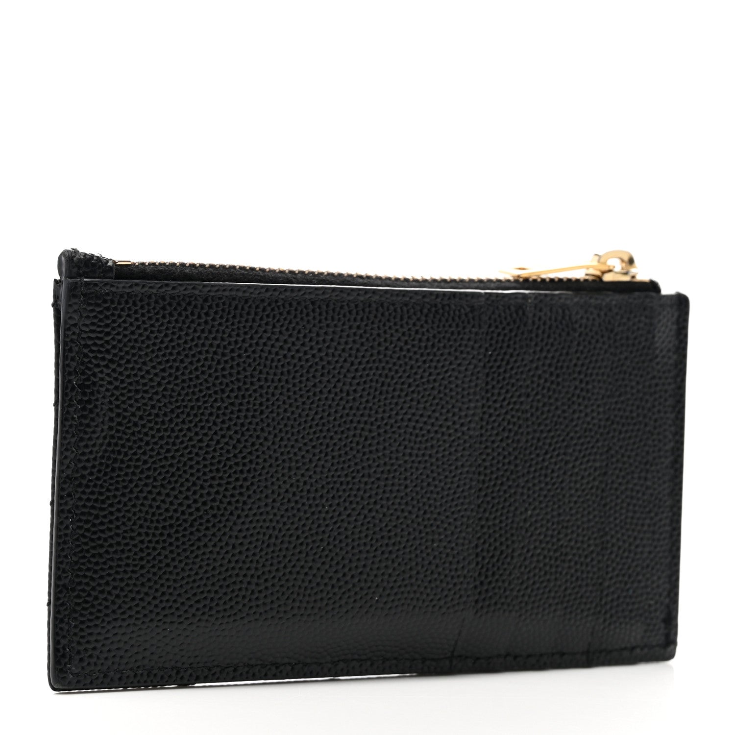 Saint Laurent Monogram Grain de Poudre 5 Fragments Zip Pouch Card Holder Black 3 of 7