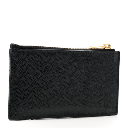Saint Laurent Monogram Grain de Poudre 5 Fragments Zip Pouch Card Holder Black 3 of 7